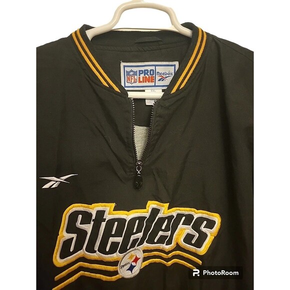 90s VTG Reebok NFL ProLine Pittsburgh Steelers Pullover  XXL ShortTopZip Pockets - Picture 3 of 9